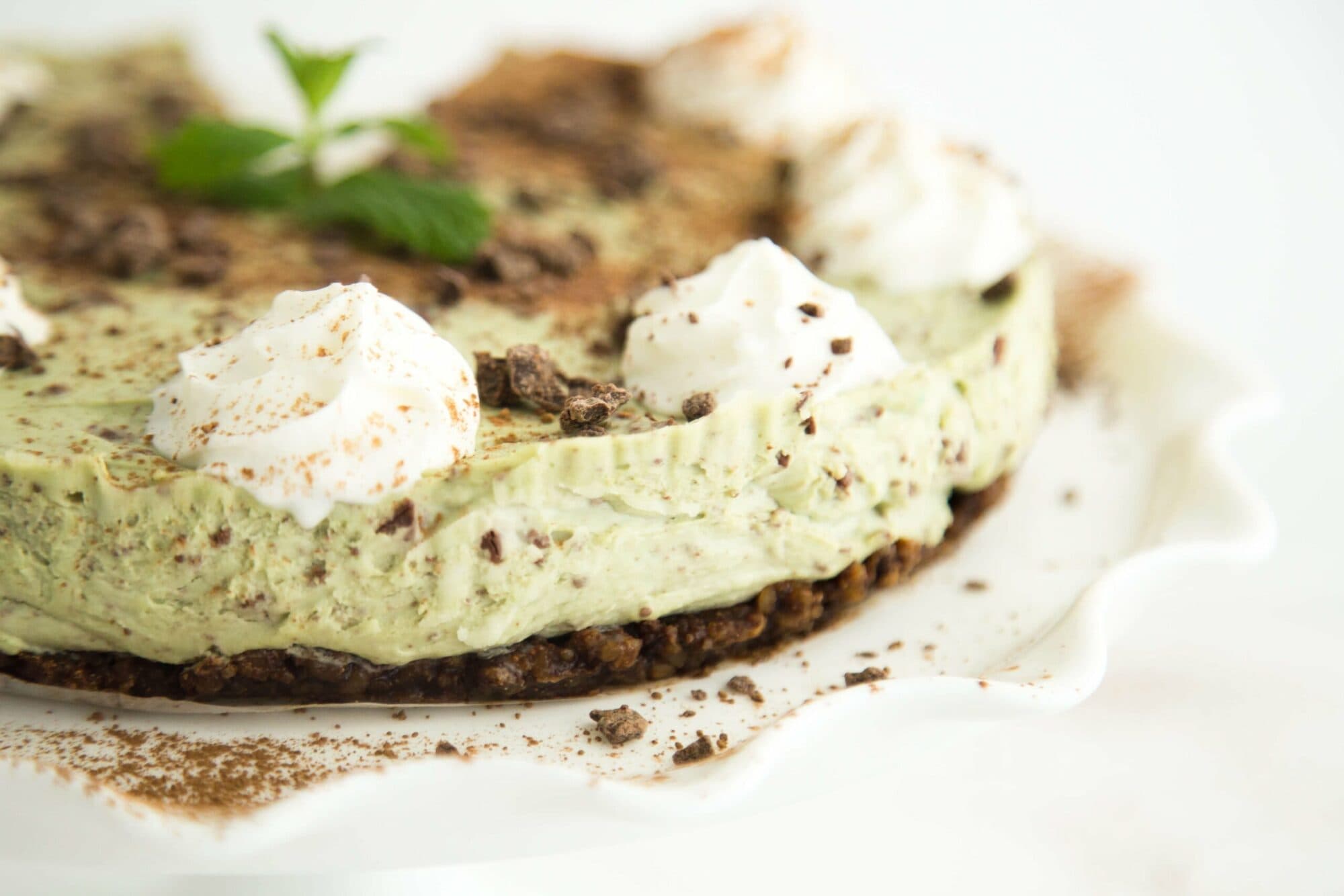 Mint Chocolate Chip No Bake Cheesecake