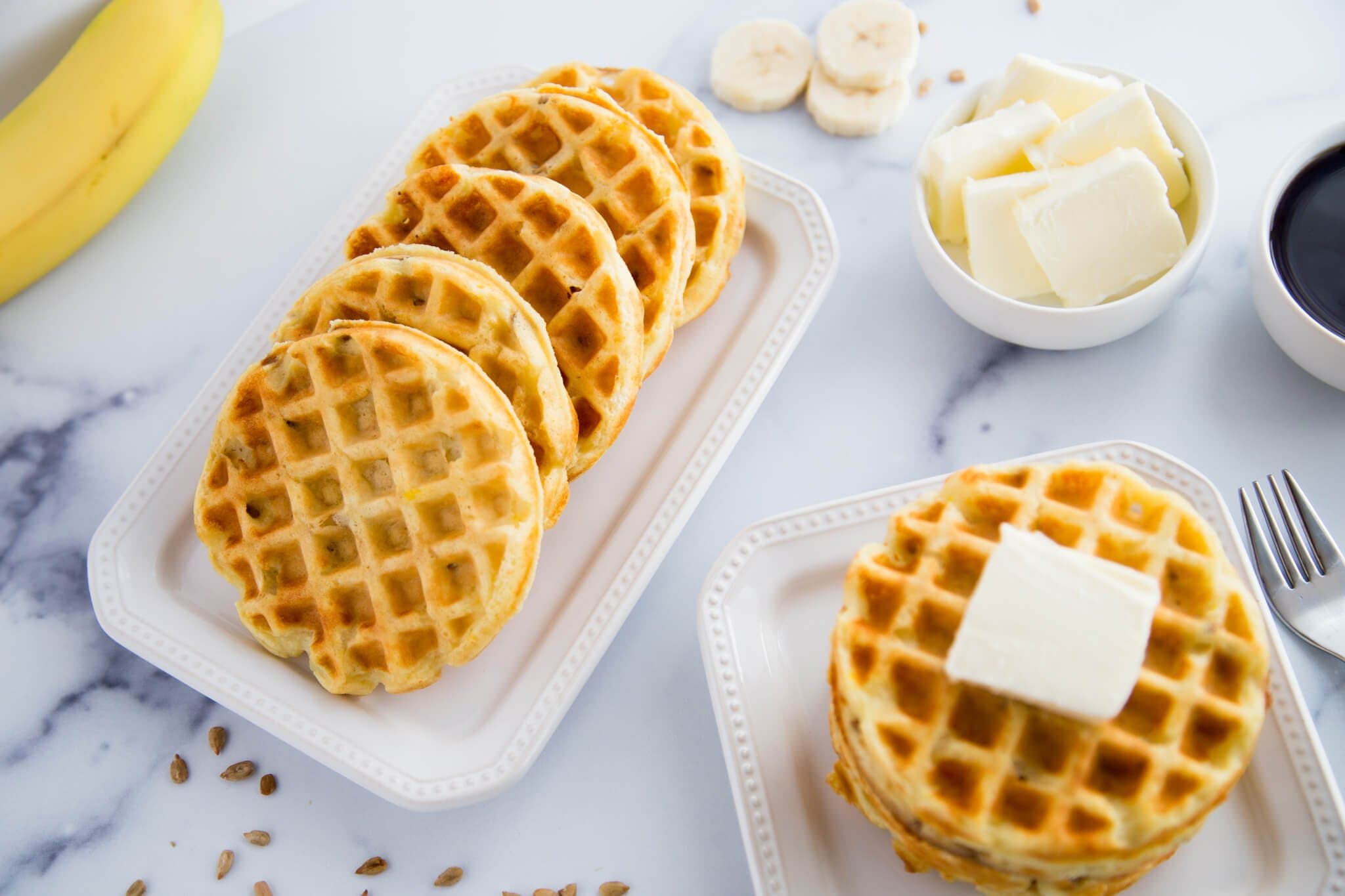 Banana Sunflower Mini Waffles