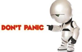 Don't panic- hitchhikers guide to the galaxy