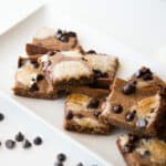 Close up - Individual S'mores bars on a white plate.