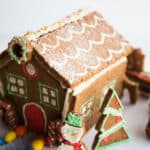 Gingerbread house with decorations.