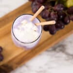Top view - Purple Cow Float in tall glass.