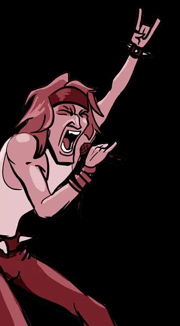 An illustration of a rockstar yelling into a microphone.