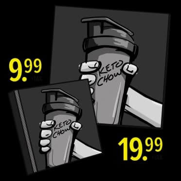 An illustration of a vinyl and CD of Keto Chow's Greatest Hits.