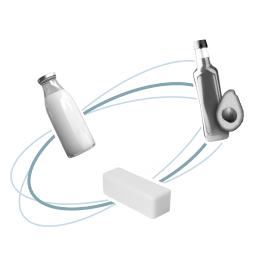 milk, butter, and avocado oil with a cut open avocado