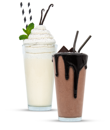 two shakes, vanilla and chocolate