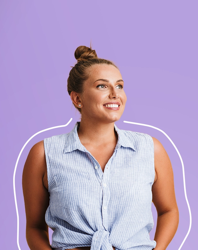 a woman smiling