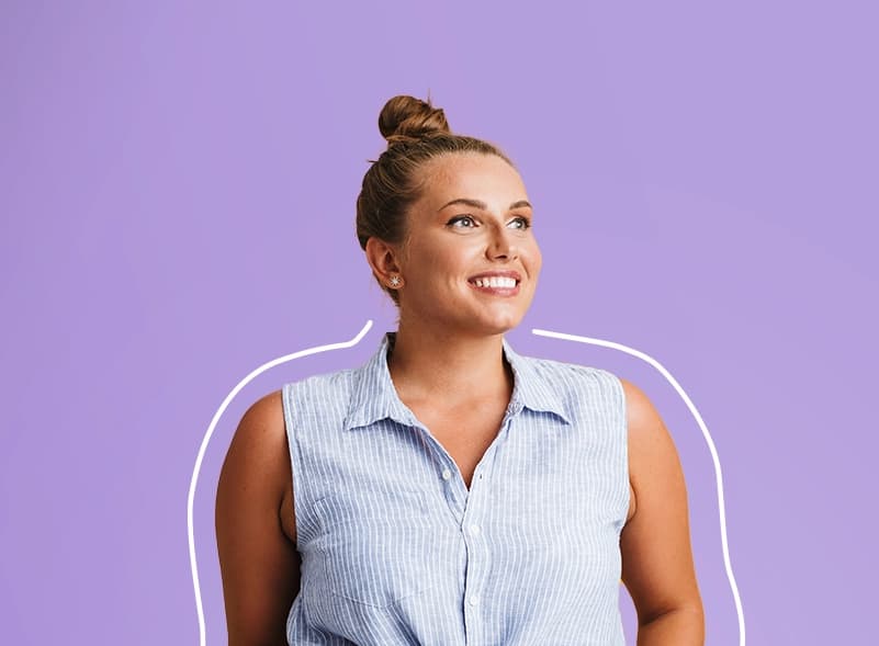 a woman smiling