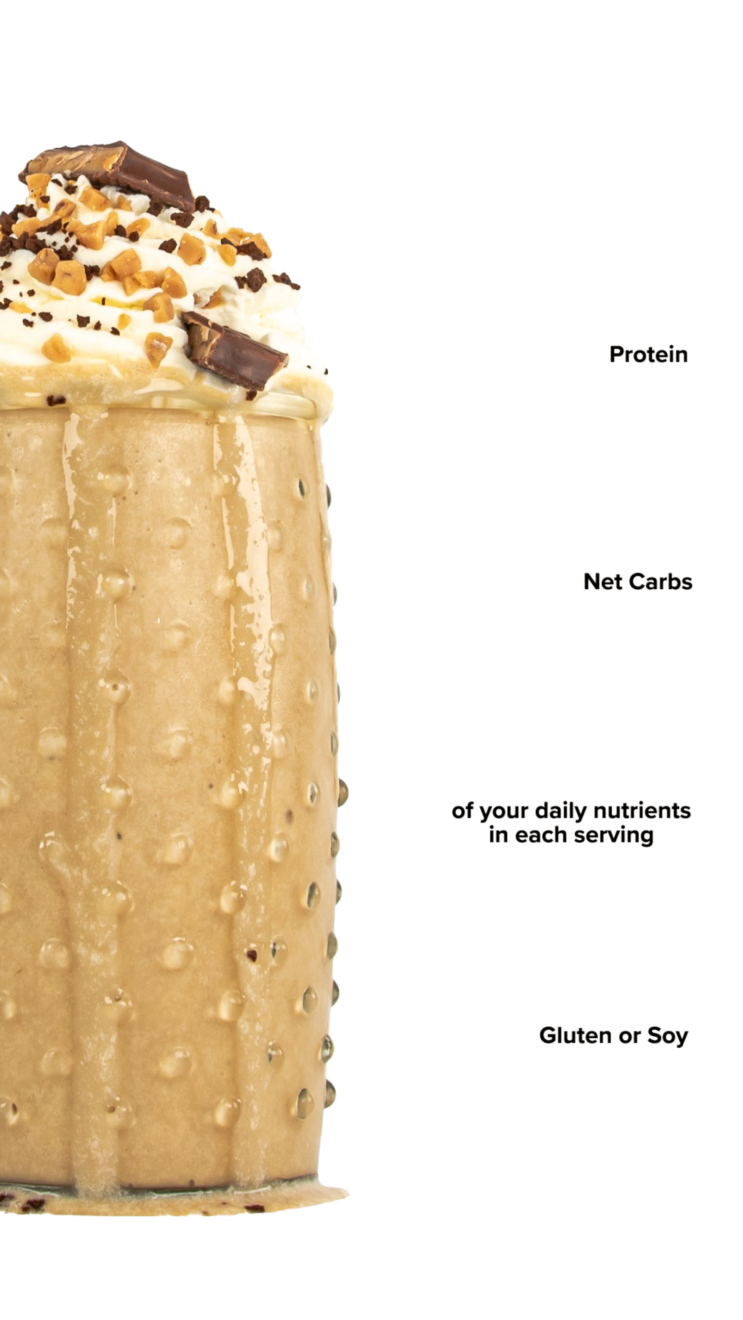 Keto Chow Chocolate Toffee shake with macro information