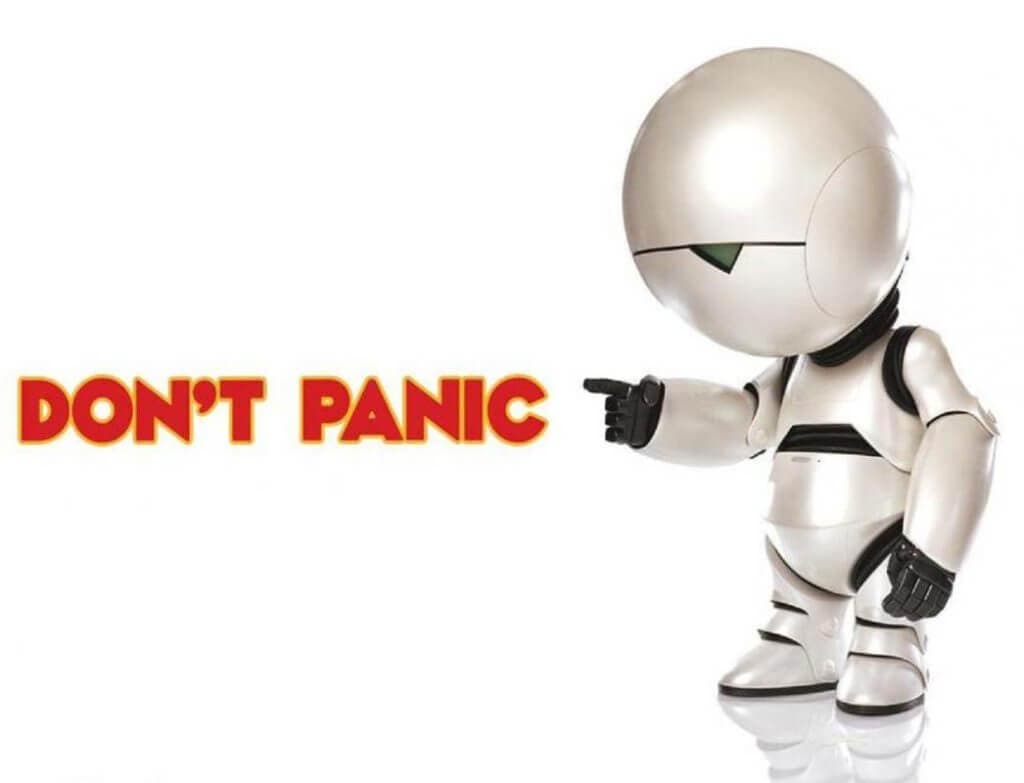 Don't panic- hitchhikers guide to the galaxy