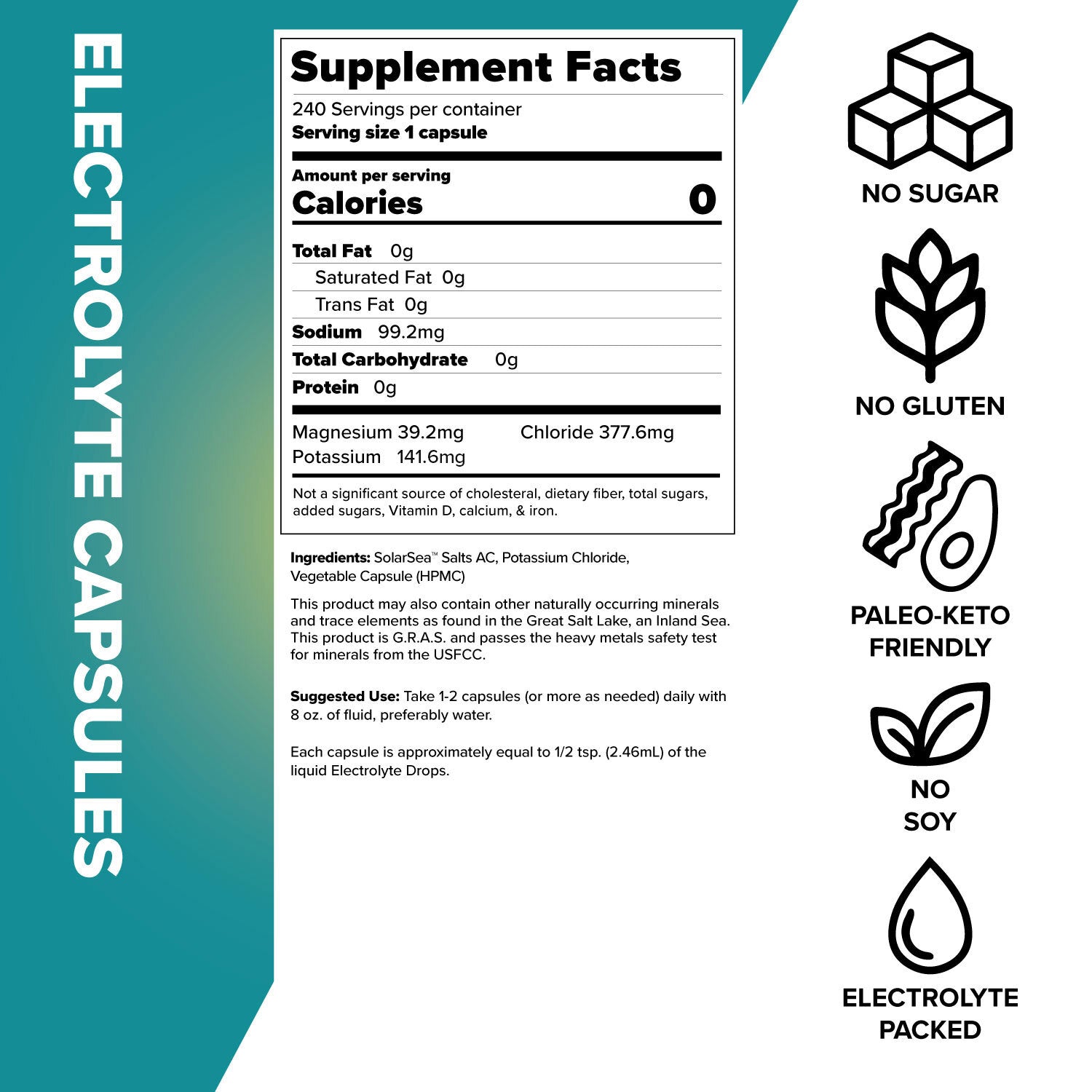 Electrolyte Capsules nutrition label. For more info visit ketochow.xyz/nutrition