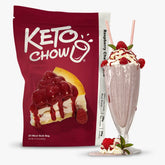 Raspberry Cheesecake Keto Chow bulk bag and shake