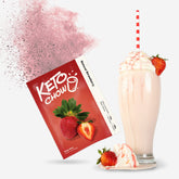 Natural Strawberry Keto Chow packet with shake