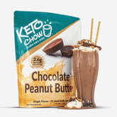 Chocolate Peanut Butter Keto Chow bulk bag and shake