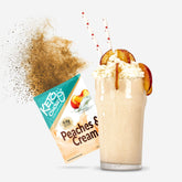 Peaches & Cream Keto Chow packet with shake