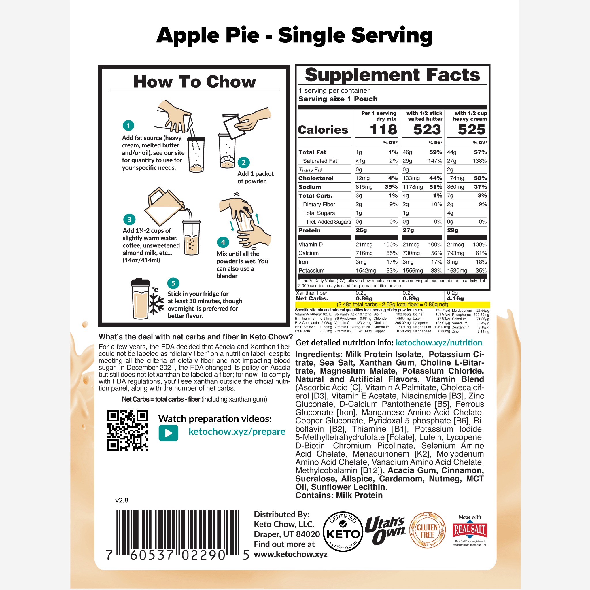 Apple Pie Keto Chow package back