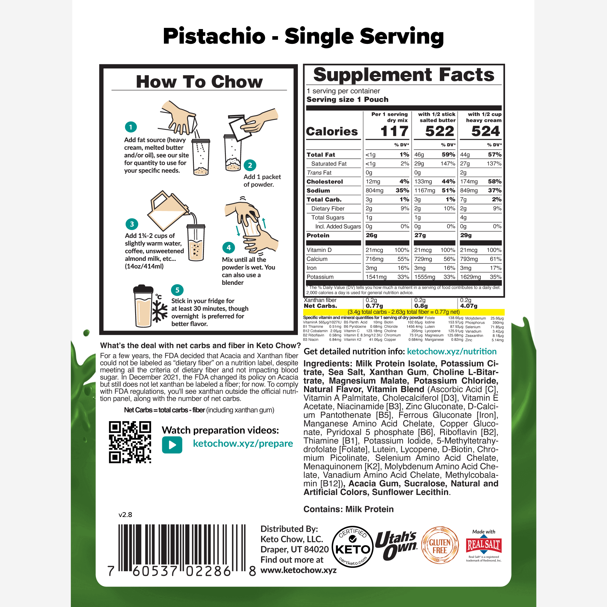 Pistachio Keto Chow package back