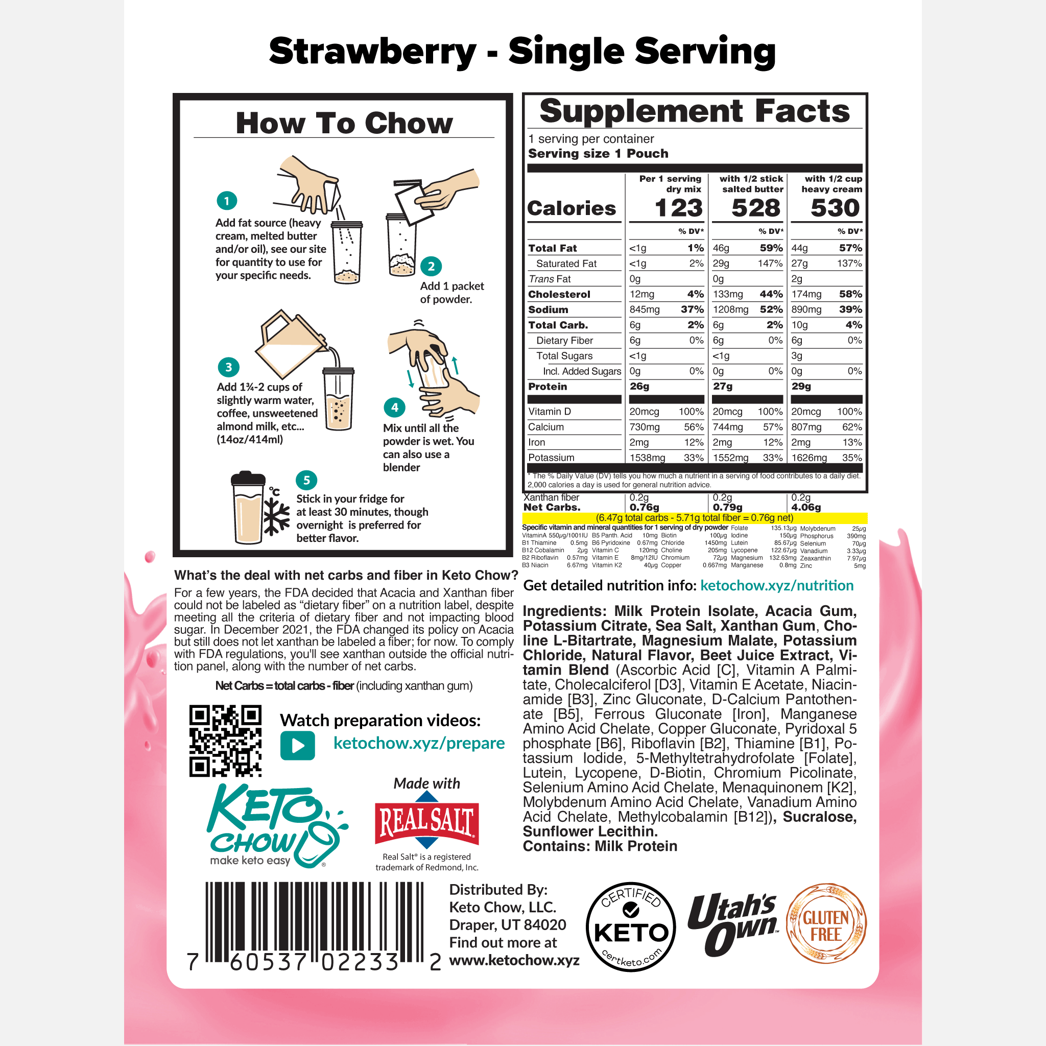 Strawberry Keto Chow package back