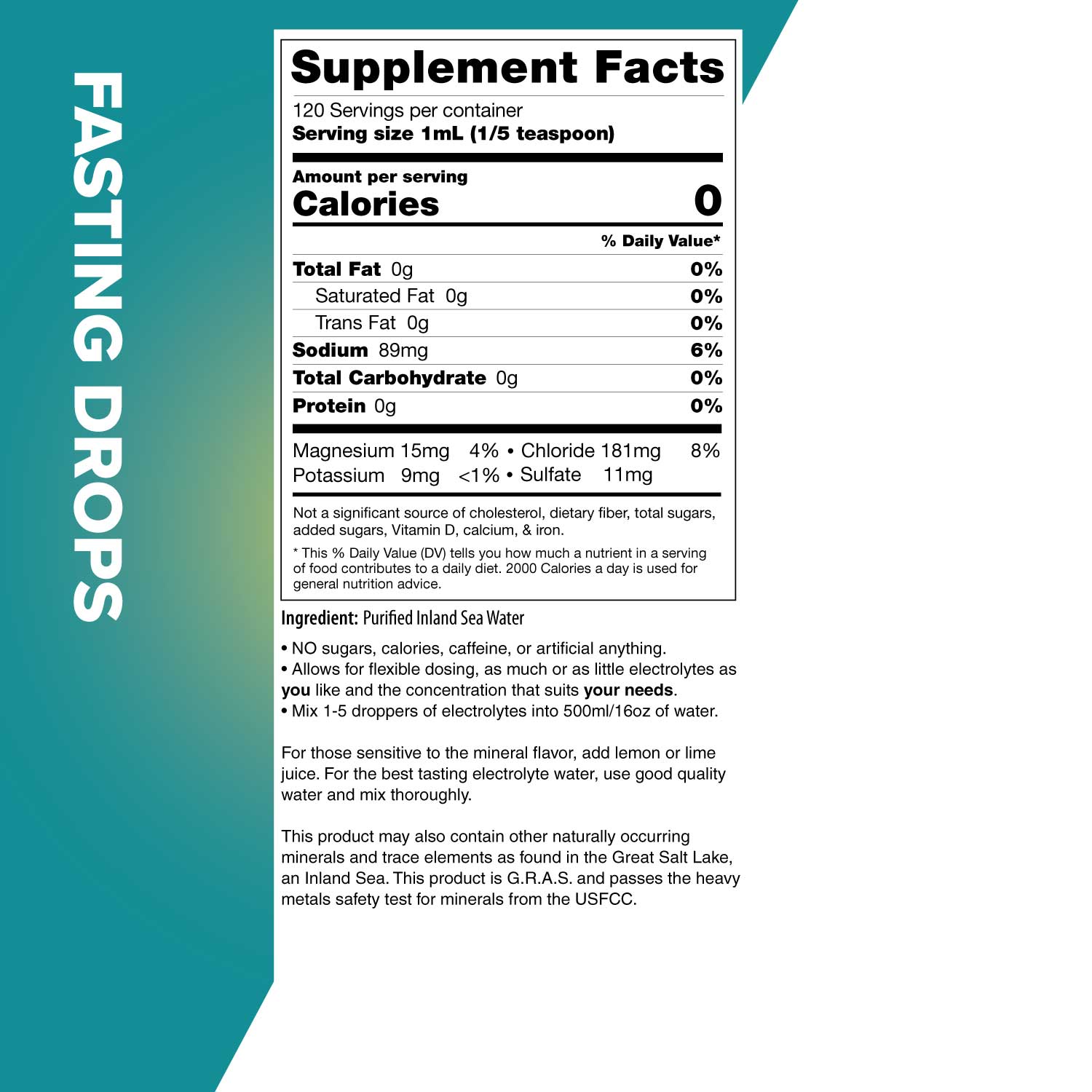 Fasting Drops nutritional label. For more info visit ketochow.xyz/nutrition
