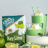 Key Lime Keto Chow Single Meal Packet, shake, and limes