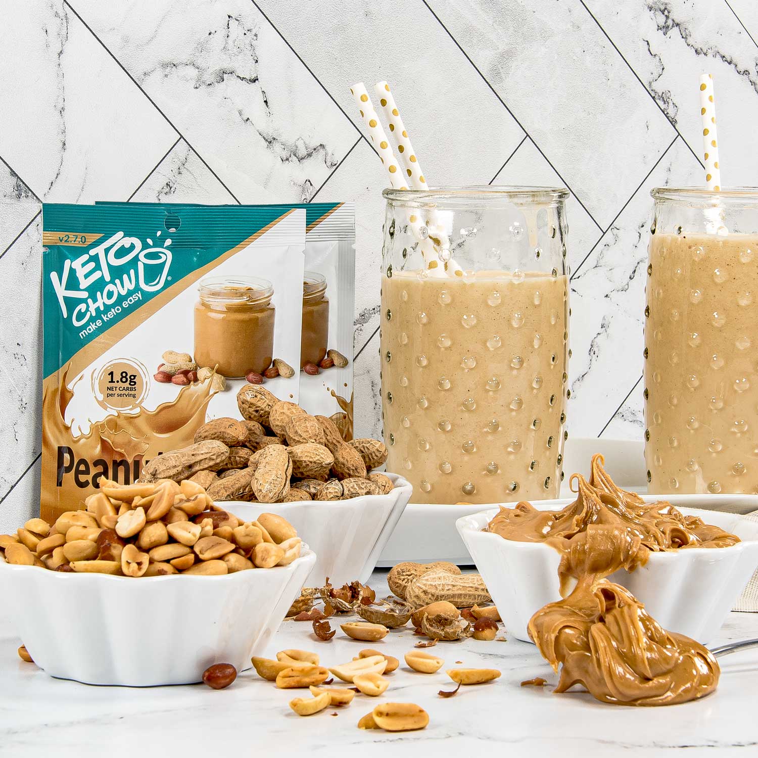 Peanut Butter Keto Chow Single Meal Packet and Shake