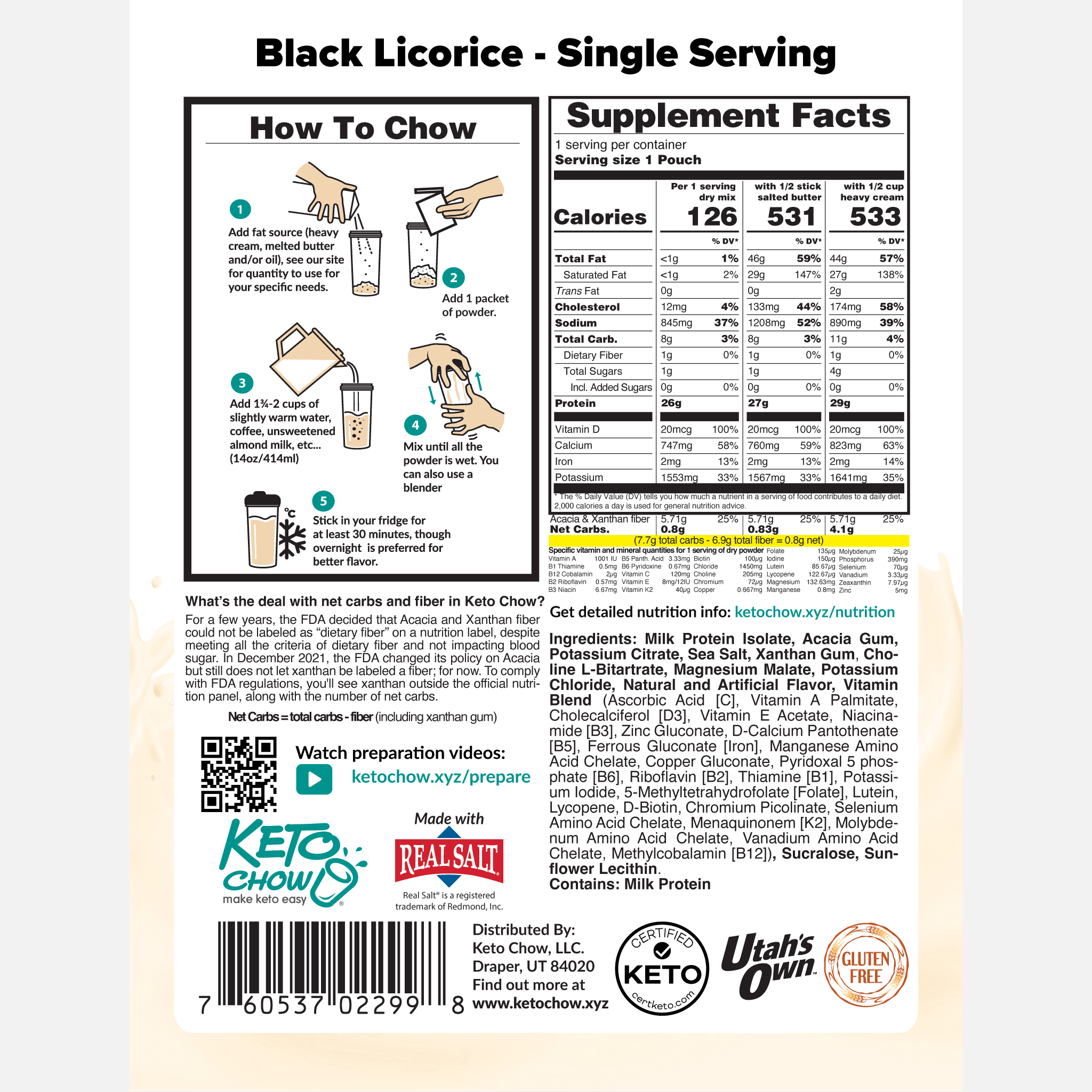 Black Licorice single serving back of package