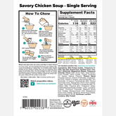 Savory Chicken Soup nutrition label. For more info visit ketochow.xyz/nutrition